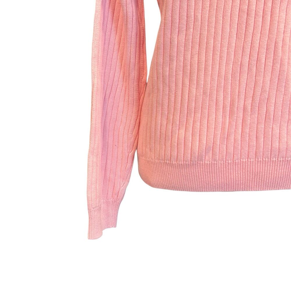 Vintage 80s Pink Ribbed Turtleneck Sweater Sz M - Picture 14 of 16